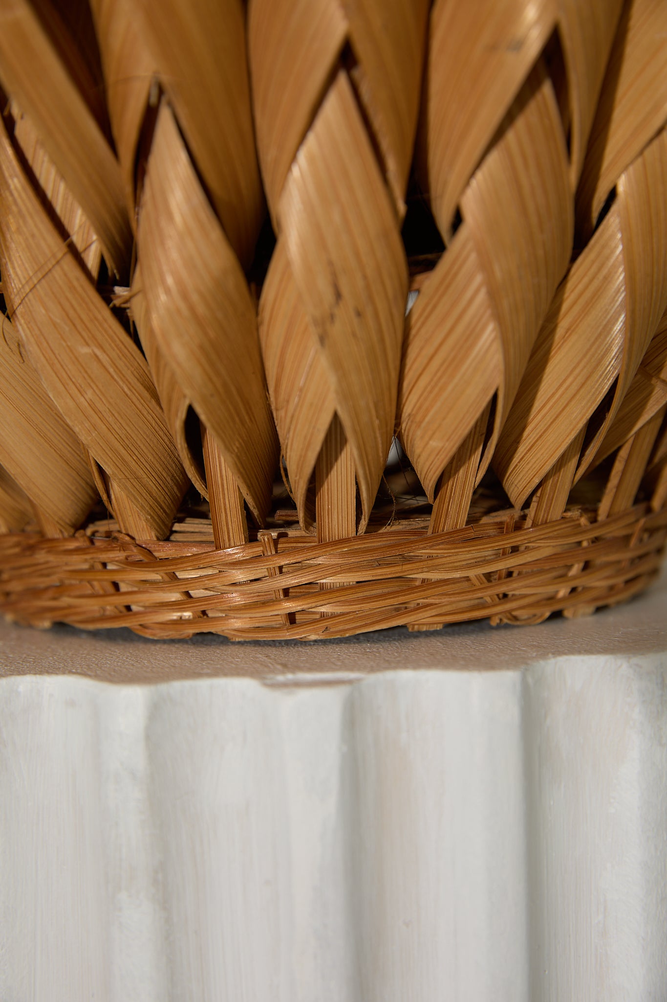 Vintage Mid-Century Woven Rattan Textured Ovoid Vase