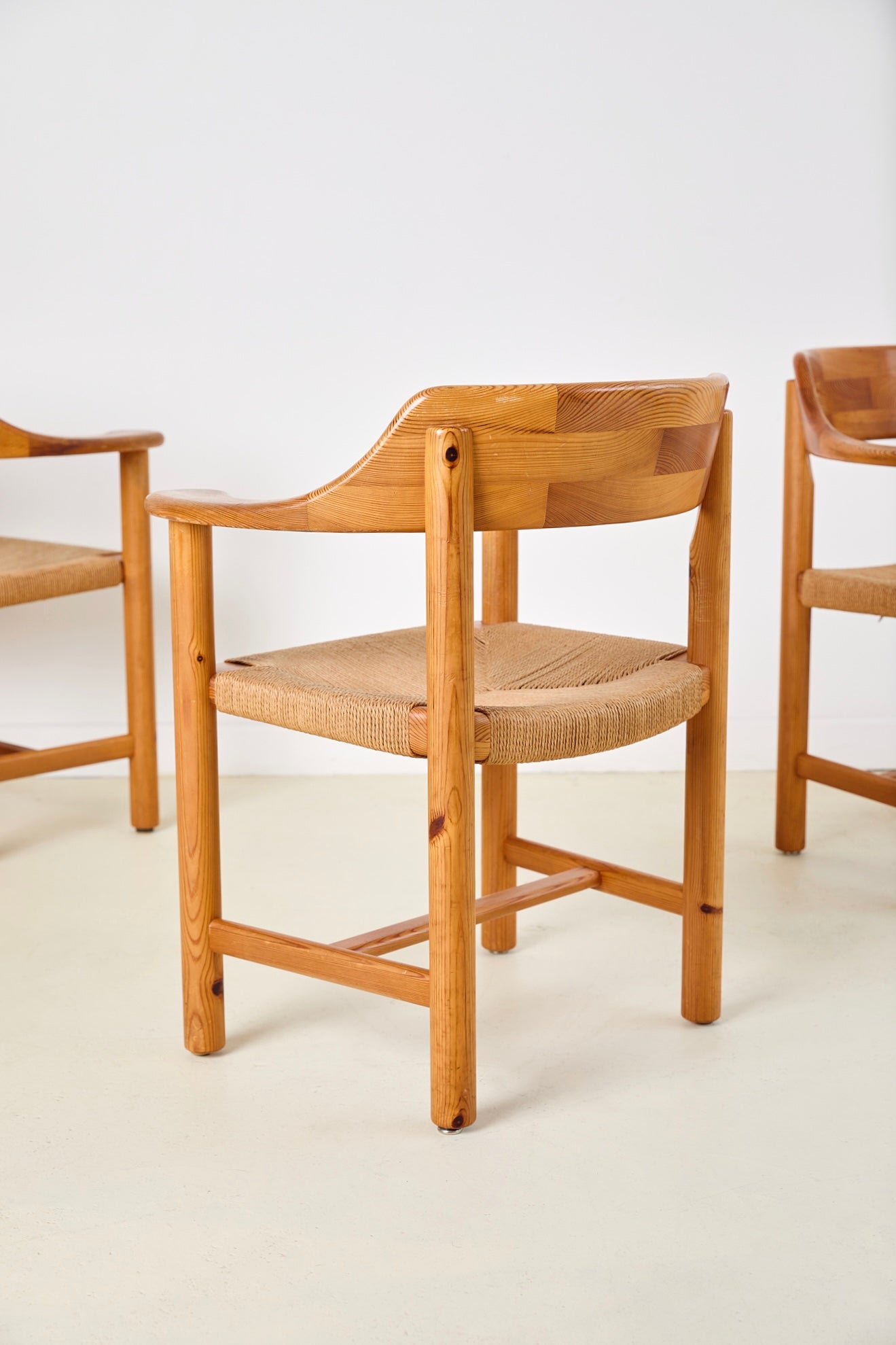 Set of 4 Rainer Daumiller Dining Chairs in Pine and Papercord, 1970s