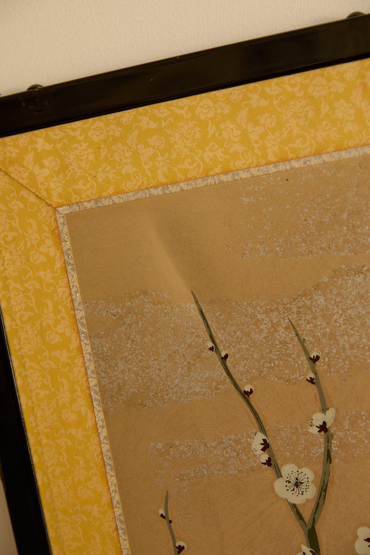 Vintage Japanese Folding Screen - Gold Leaf with Birds and Plum Blossoms
