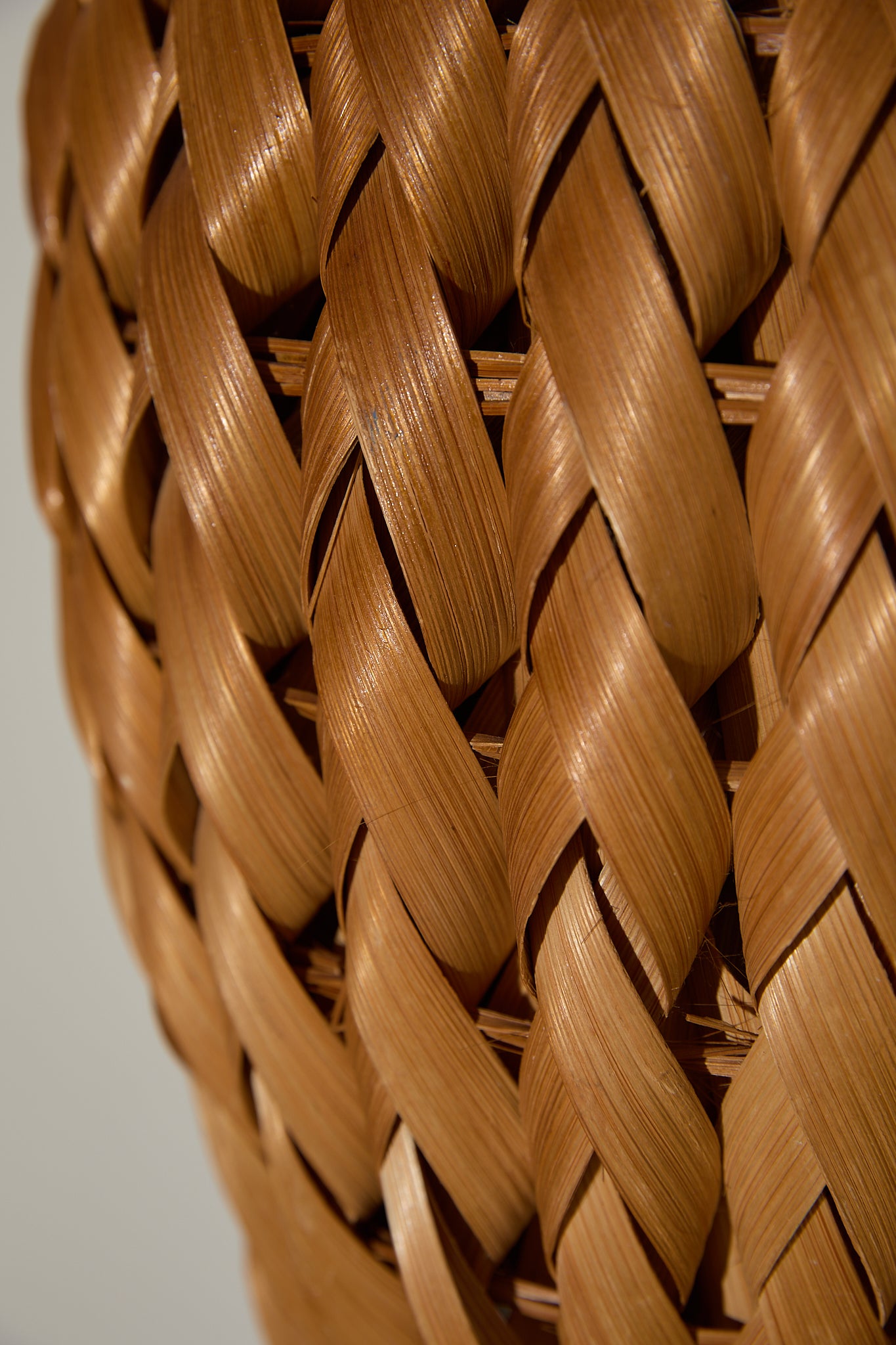 Vintage Mid-Century Woven Rattan Textured Ovoid Vase