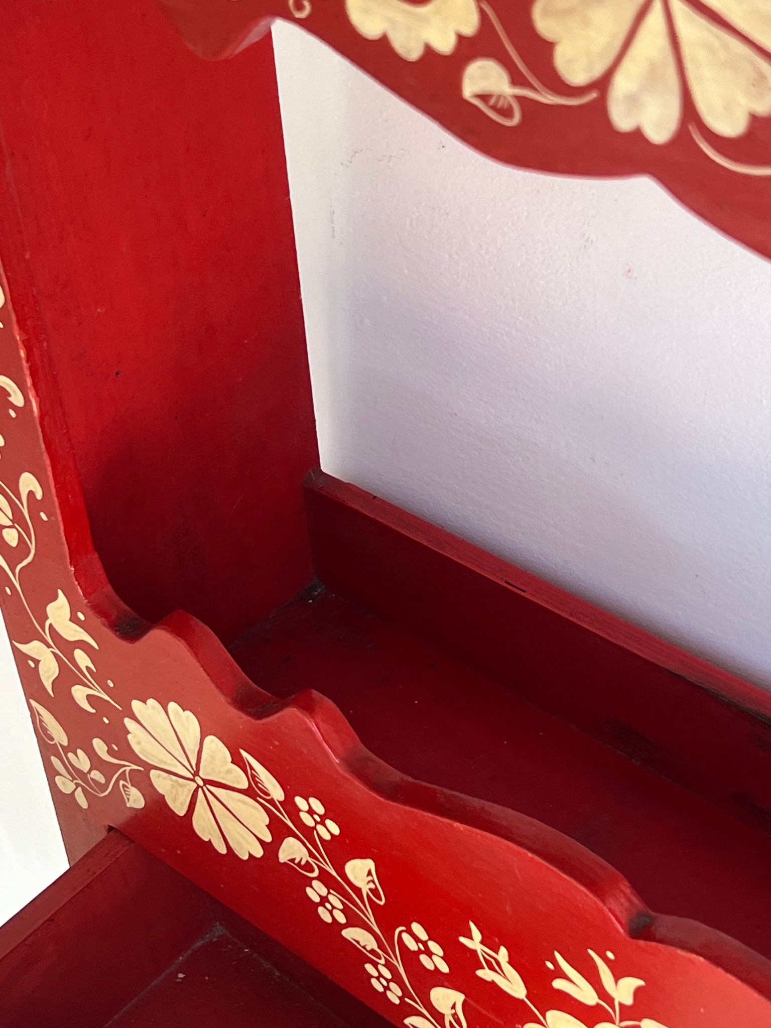 Red Hungarian Hand Painted Kitchen Shelf