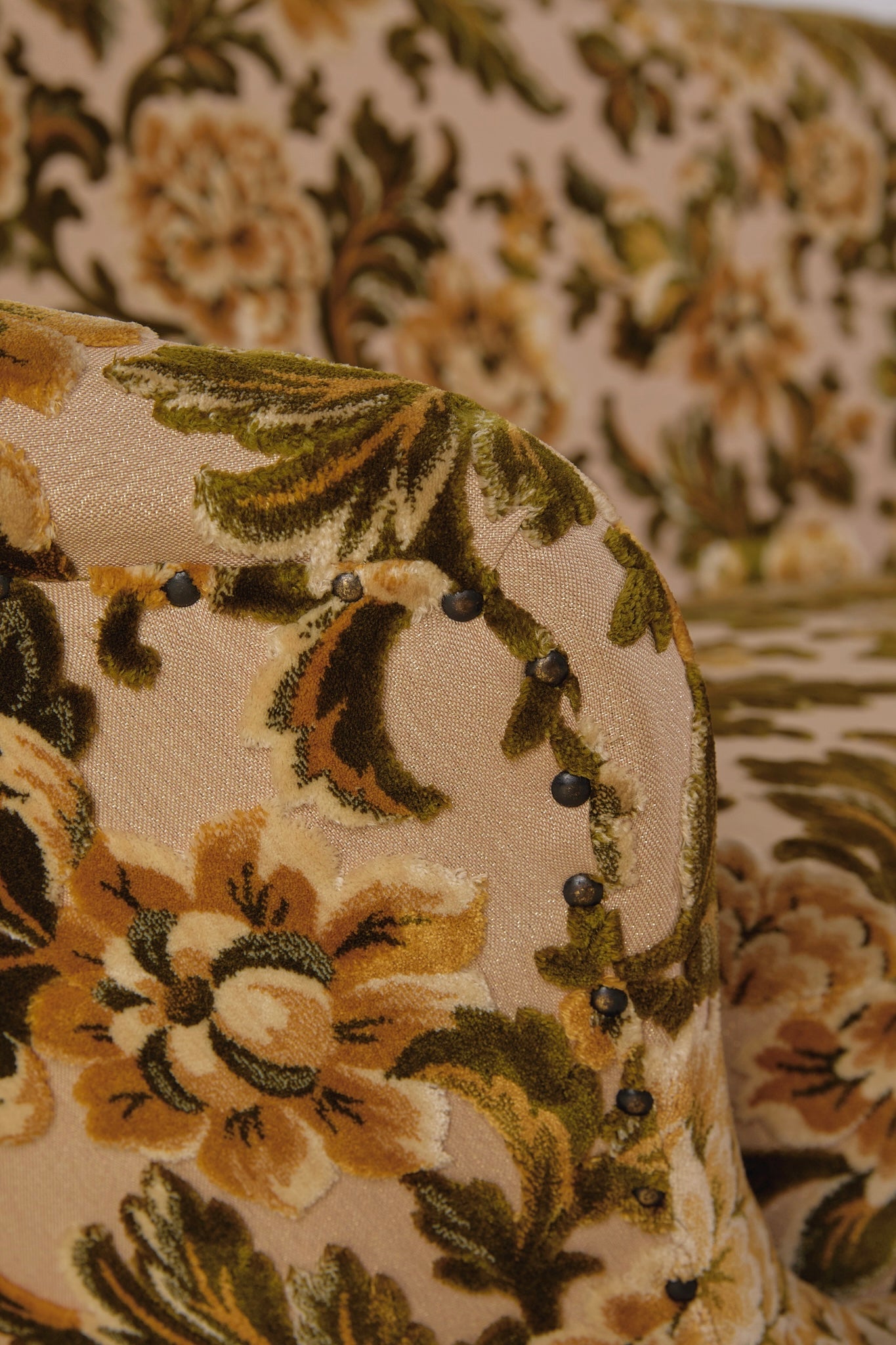 Italian Velvet Floral Sofa 1960s