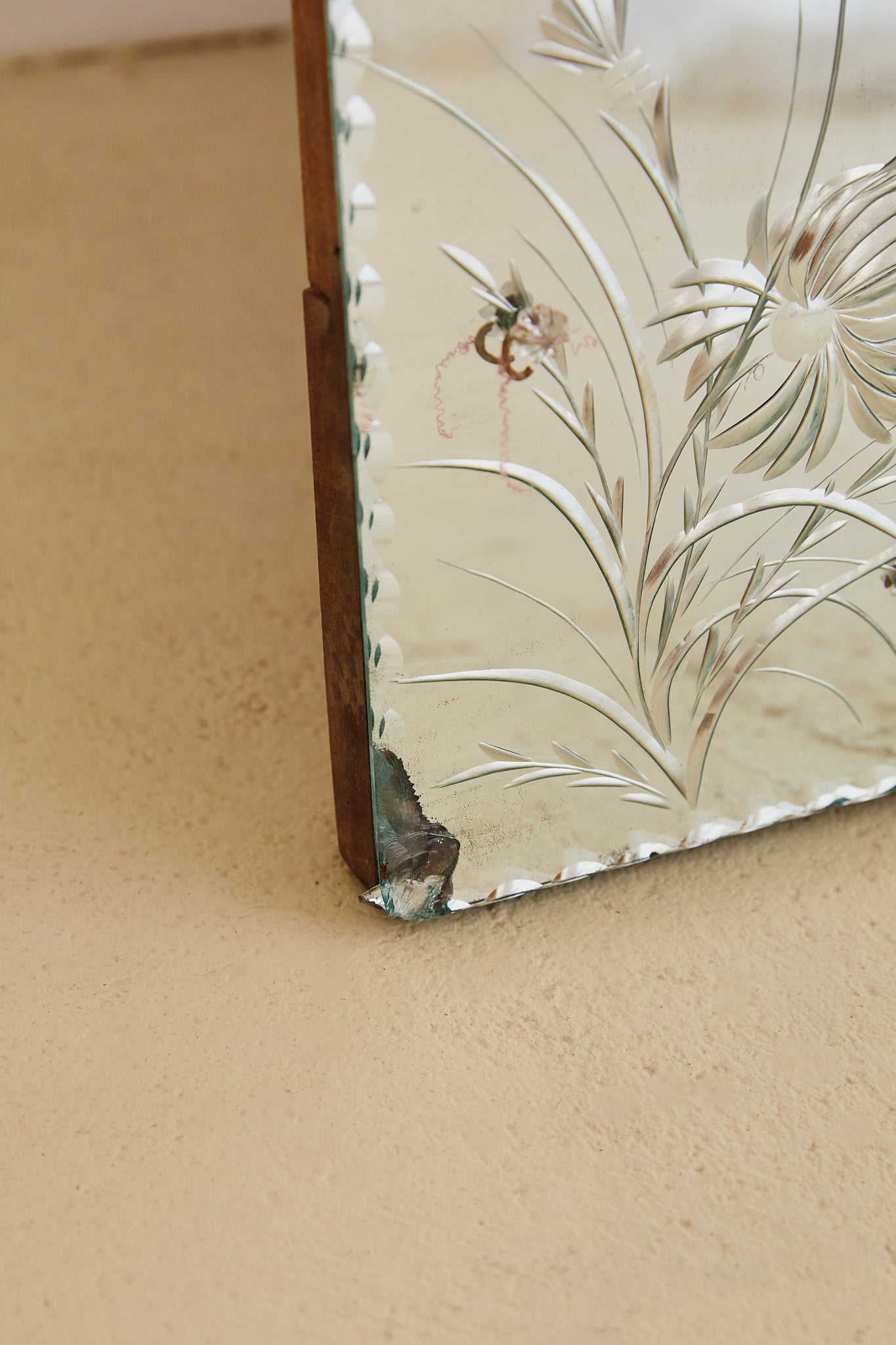 Floor Length Murano Etched Mirror