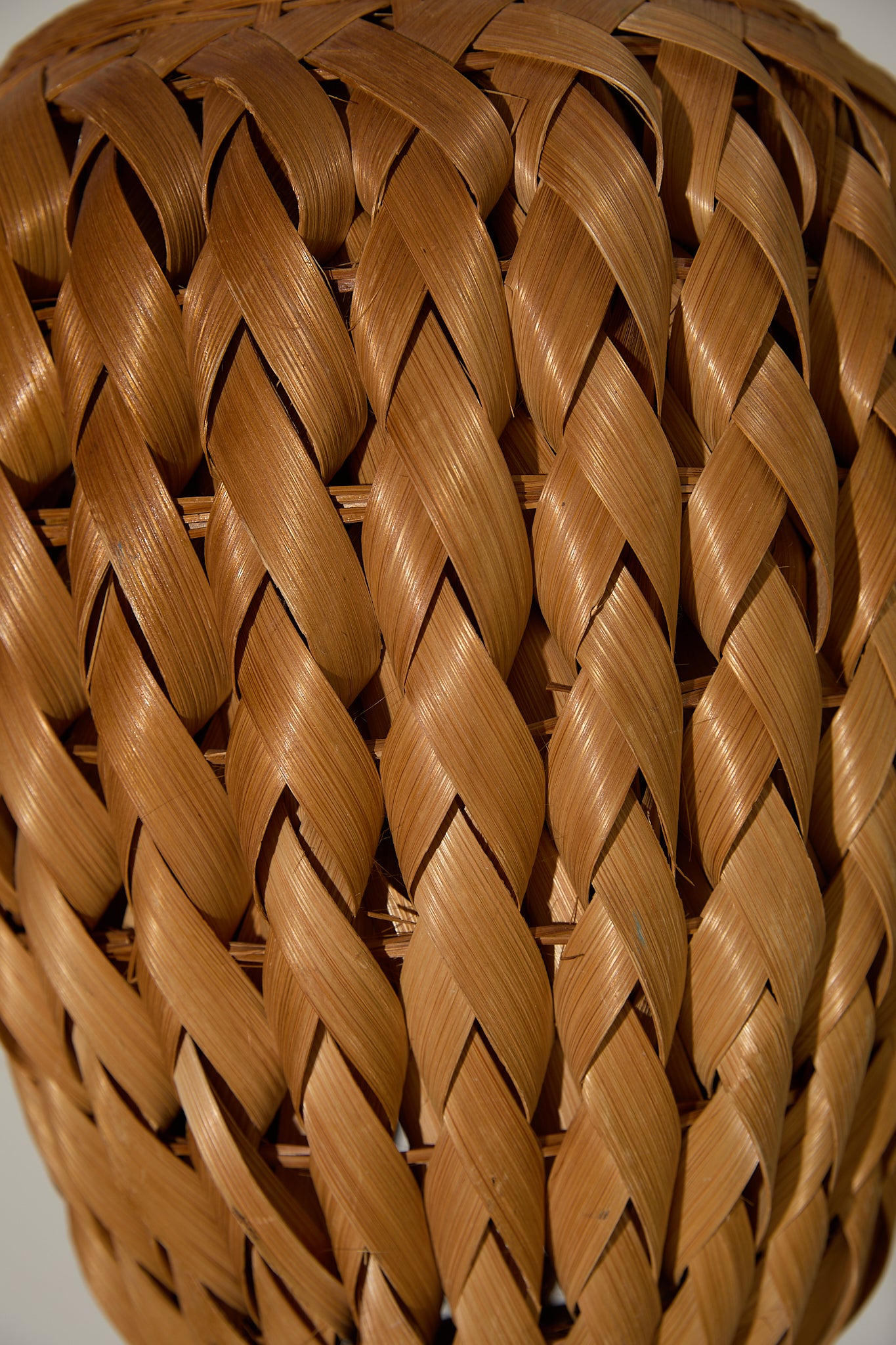 Vintage Mid-Century Woven Rattan Textured Ovoid Vase