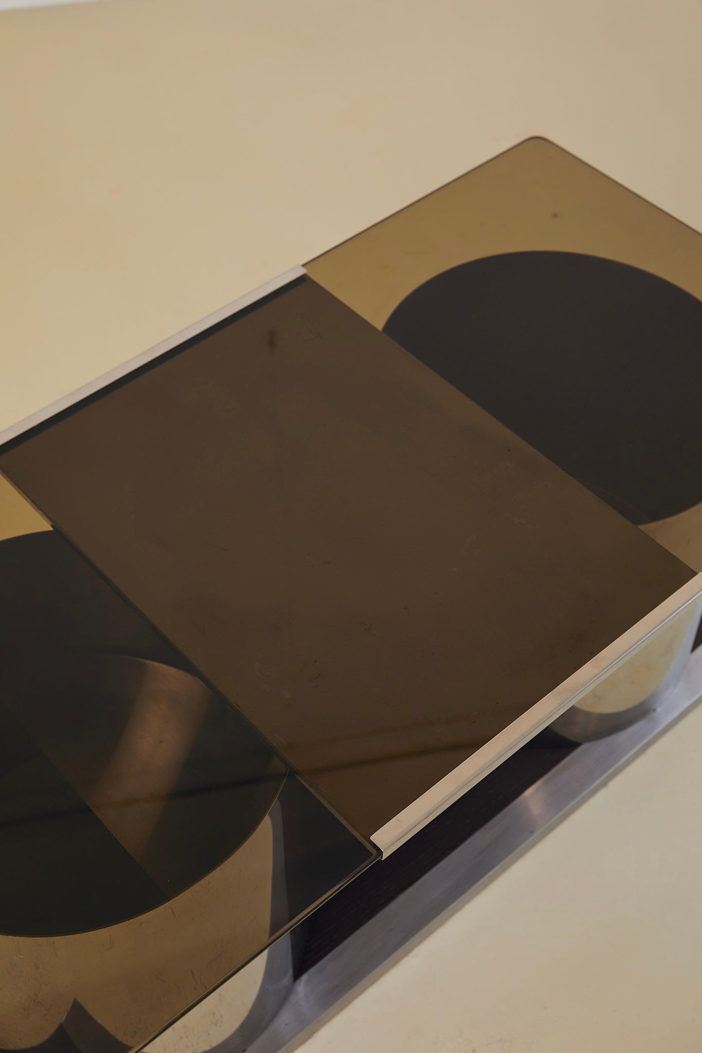 Chrome and Glass Coffee Table Forming Bar by Lodovico Acerbis