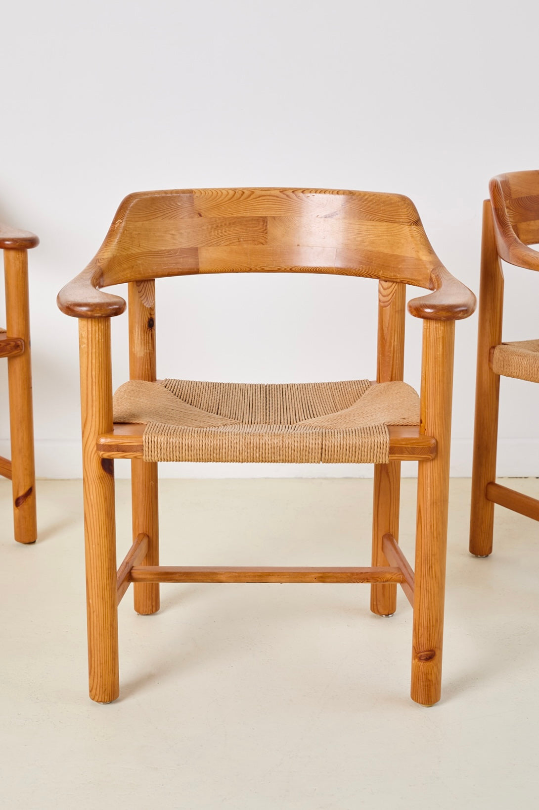 Set of 4 Rainer Daumiller Dining Chairs in Pine and Papercord, 1970s
