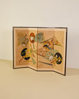 Japanese Four Panel Screen Panting With Fans