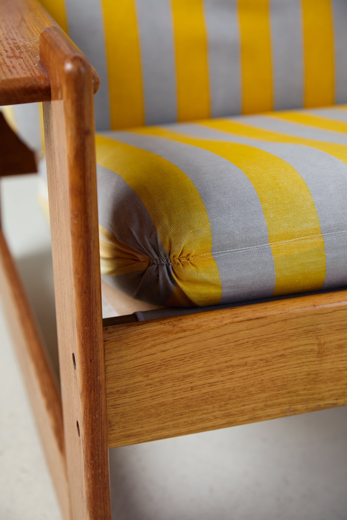 Pair of Italian Lounge Chairs With Stripe Cushions