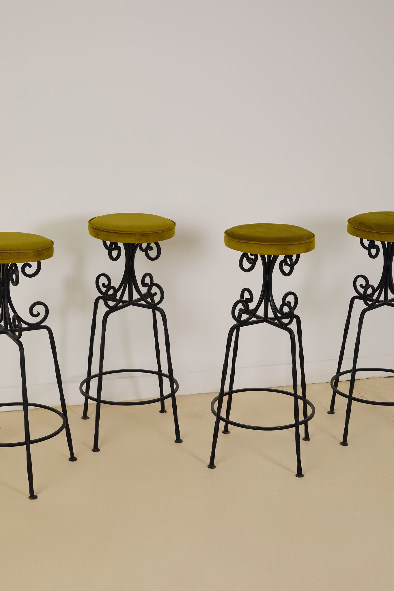 Set of x4 French Art Deco Forged Bar Stools