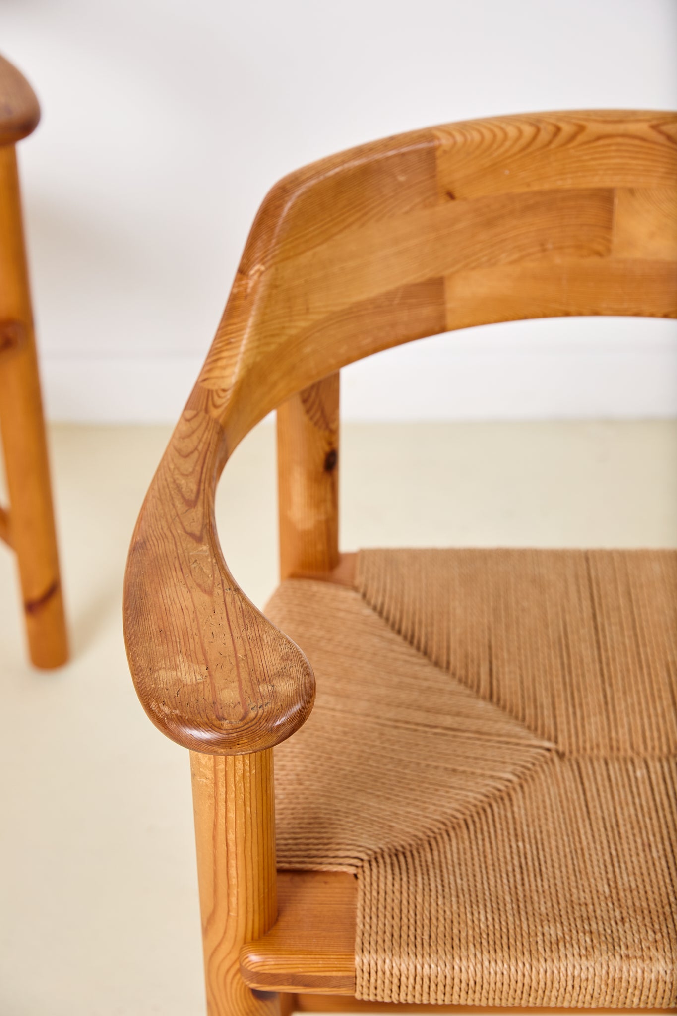 Set of 4 Rainer Daumiller Dining Chairs in Pine and Papercord, 1970s