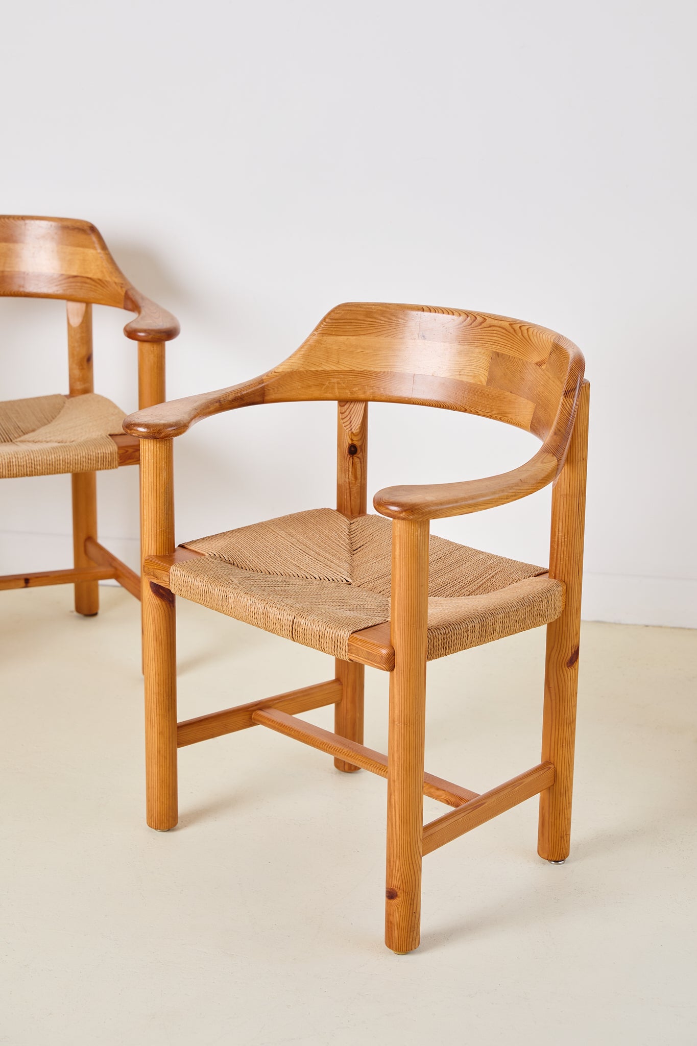 Set of 4 Rainer Daumiller Dining Chairs in Pine and Papercord, 1970s