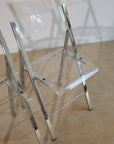 Pair of Lucite and Chrome Folding Chairs
