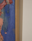 Original Georges Ferrato Abstract Impasto Oil Painting – Heavy Texture Blue & Pink and Red Composition