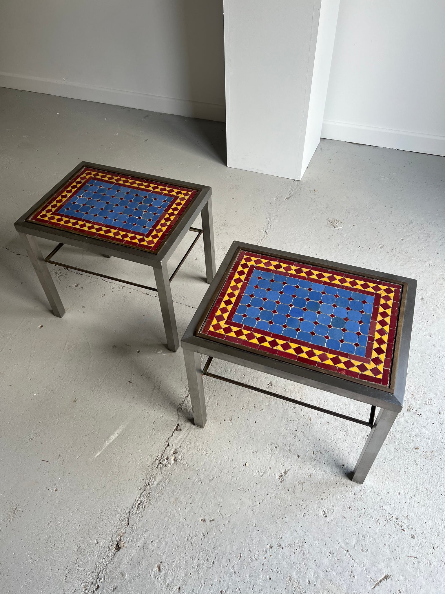 Pair of Mosaic Top Side Tables