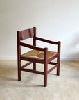 Mid-Century Modern Dining Set – Rectangular Wood Table with 6 Rush-Seat Chairs