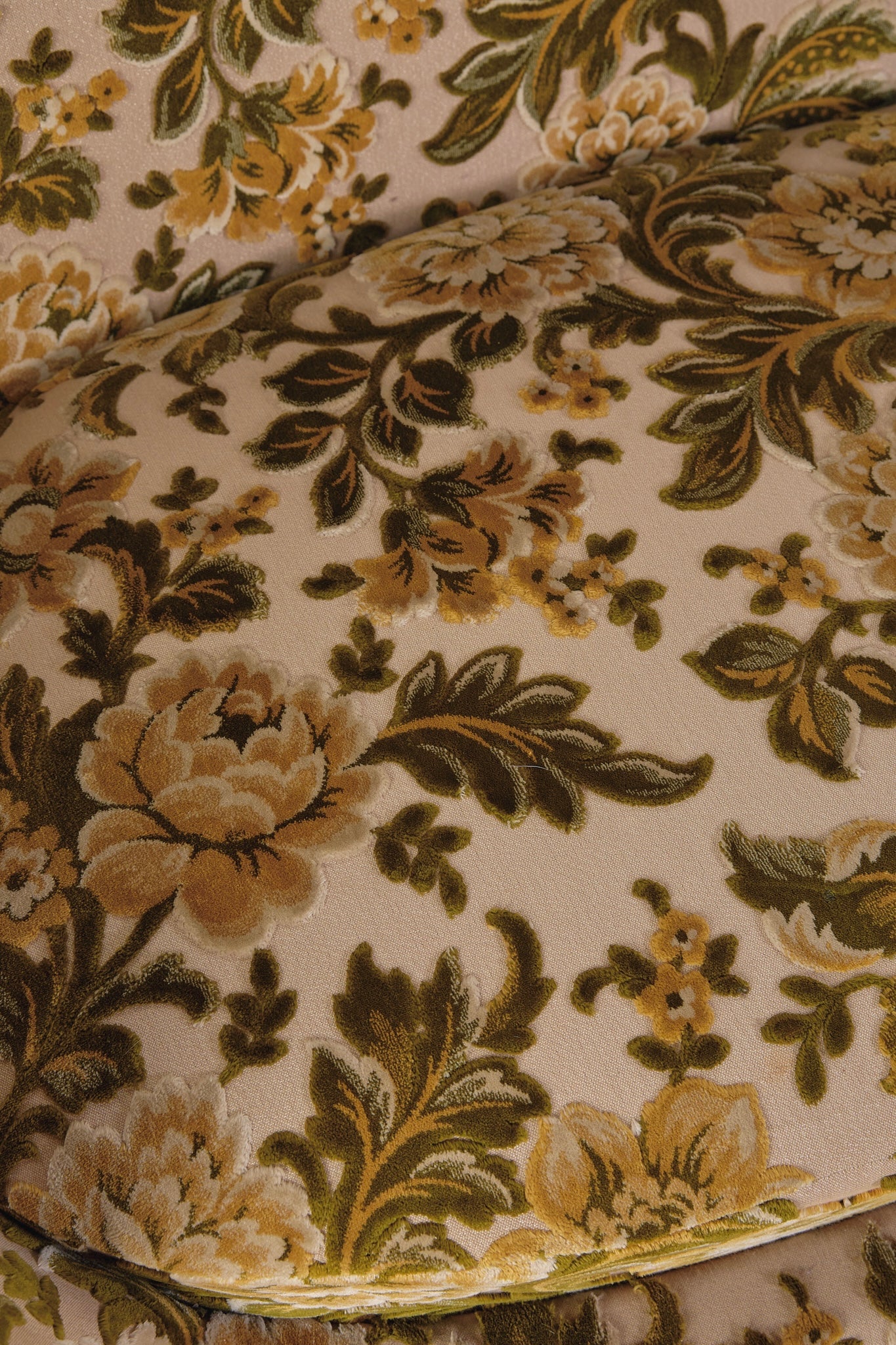 Italian Velvet Floral Sofa 1960s
