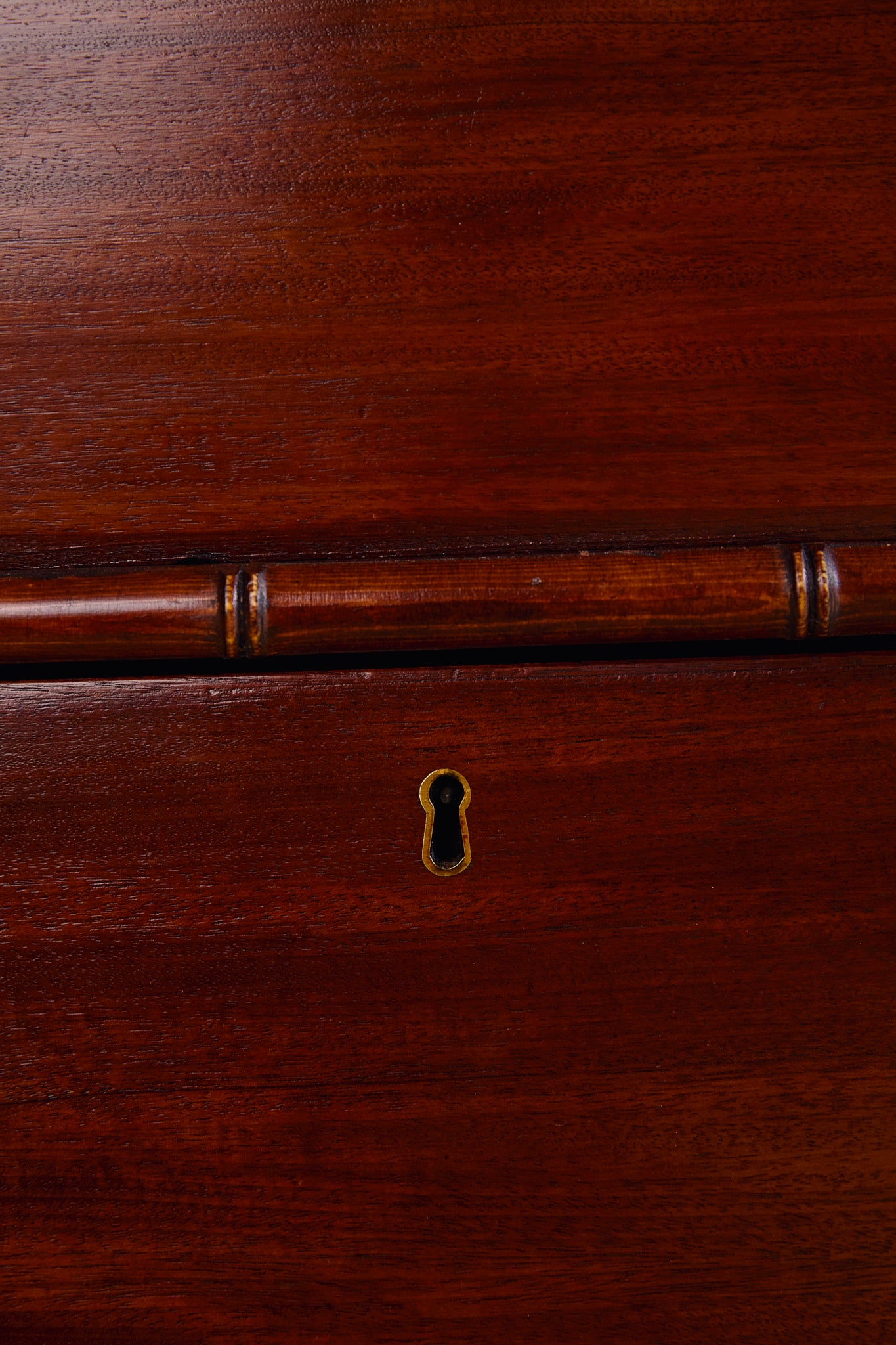 English 19th Century Chest Mahogany Chest With Faux Bamboo Trim