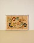 Japanese Four Panel Screen Panting With Fans