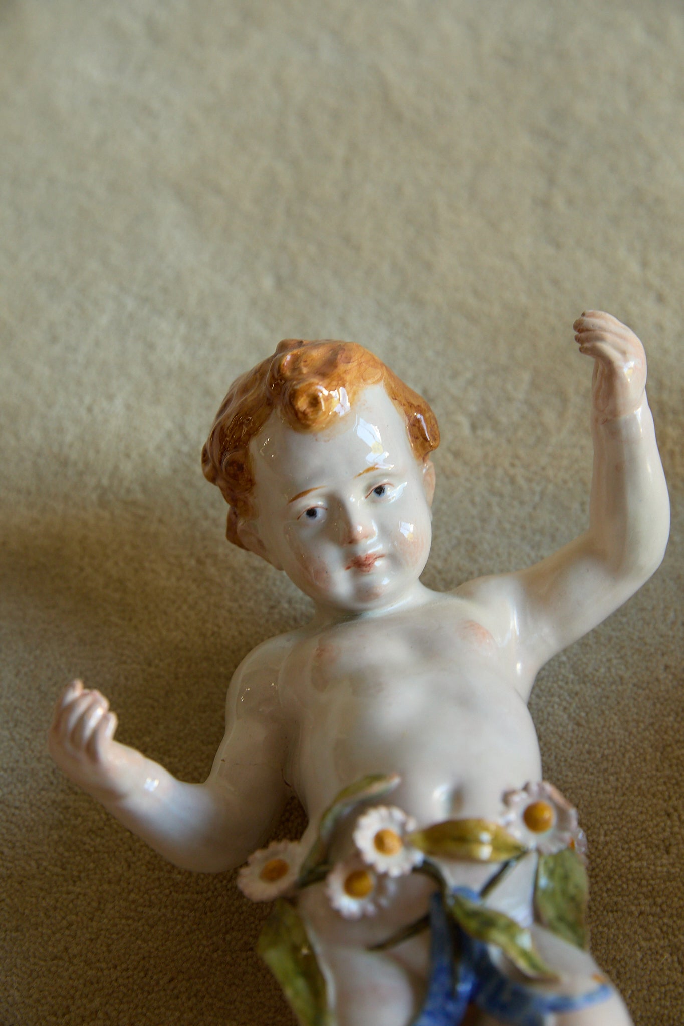 Vintage Italian Porcelain Wall Cherubs — Matching Pair