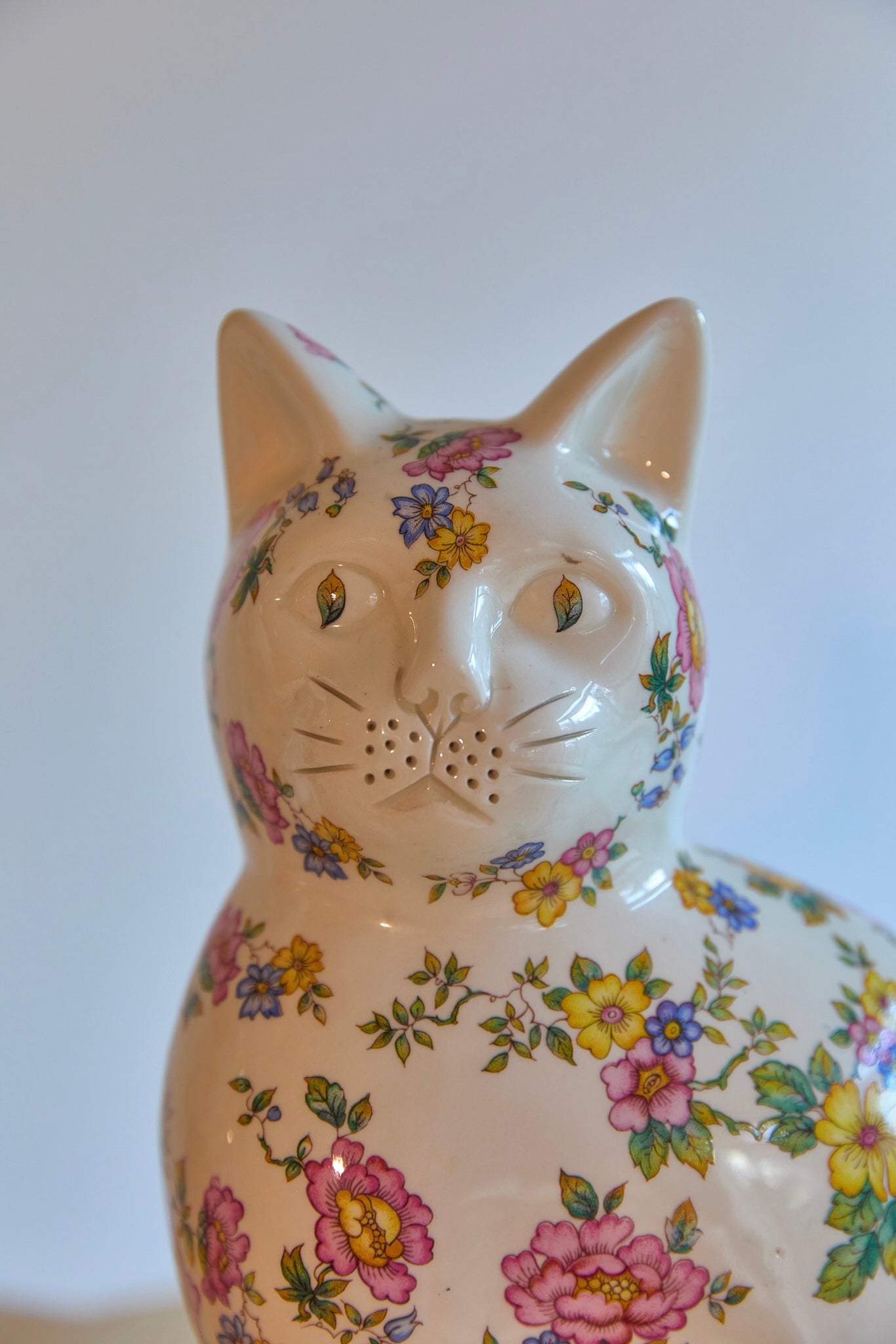 Pair of XL Ceramic Floral Cats