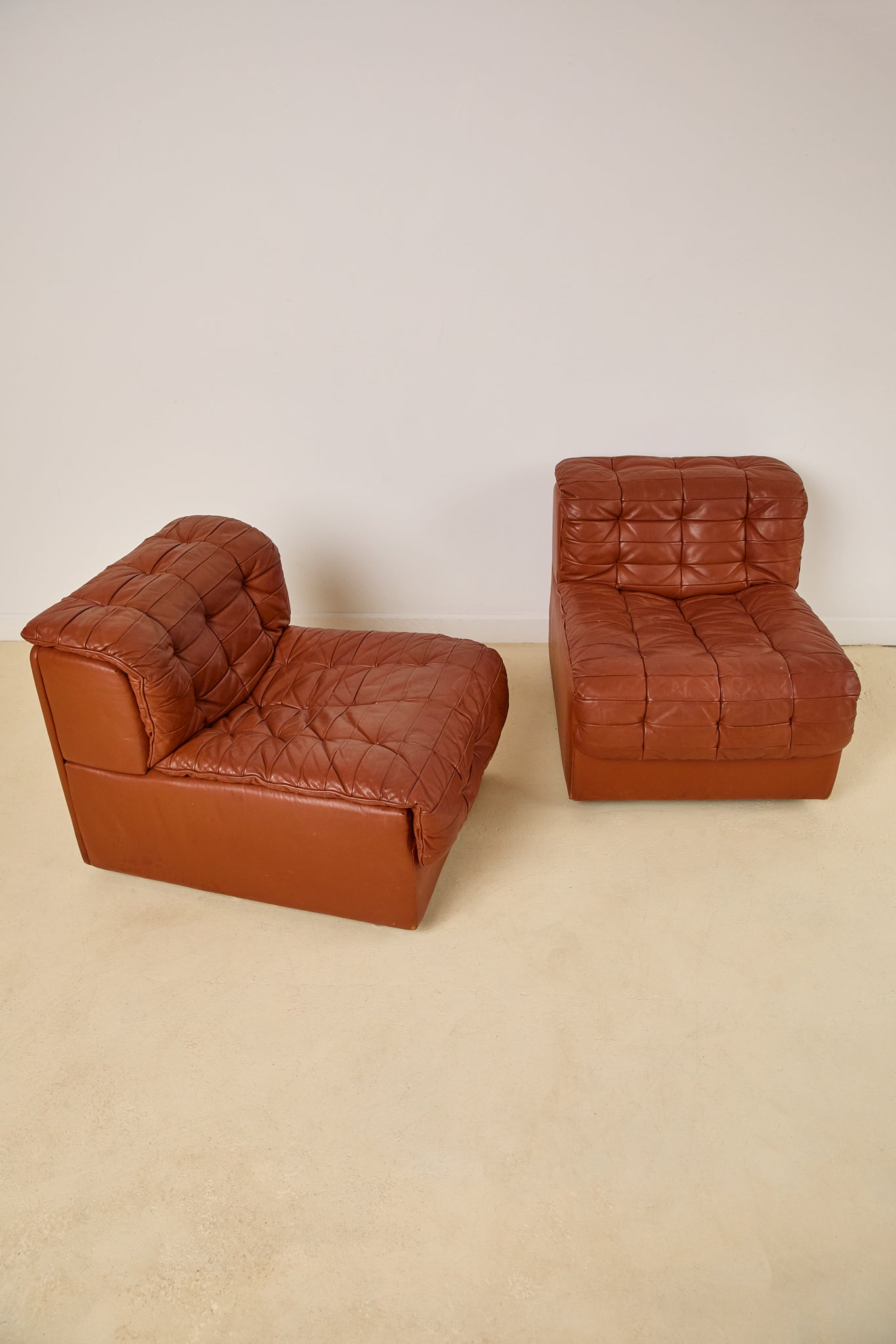 Patchwork Leather Lounge Chairs by DeSede 1970s