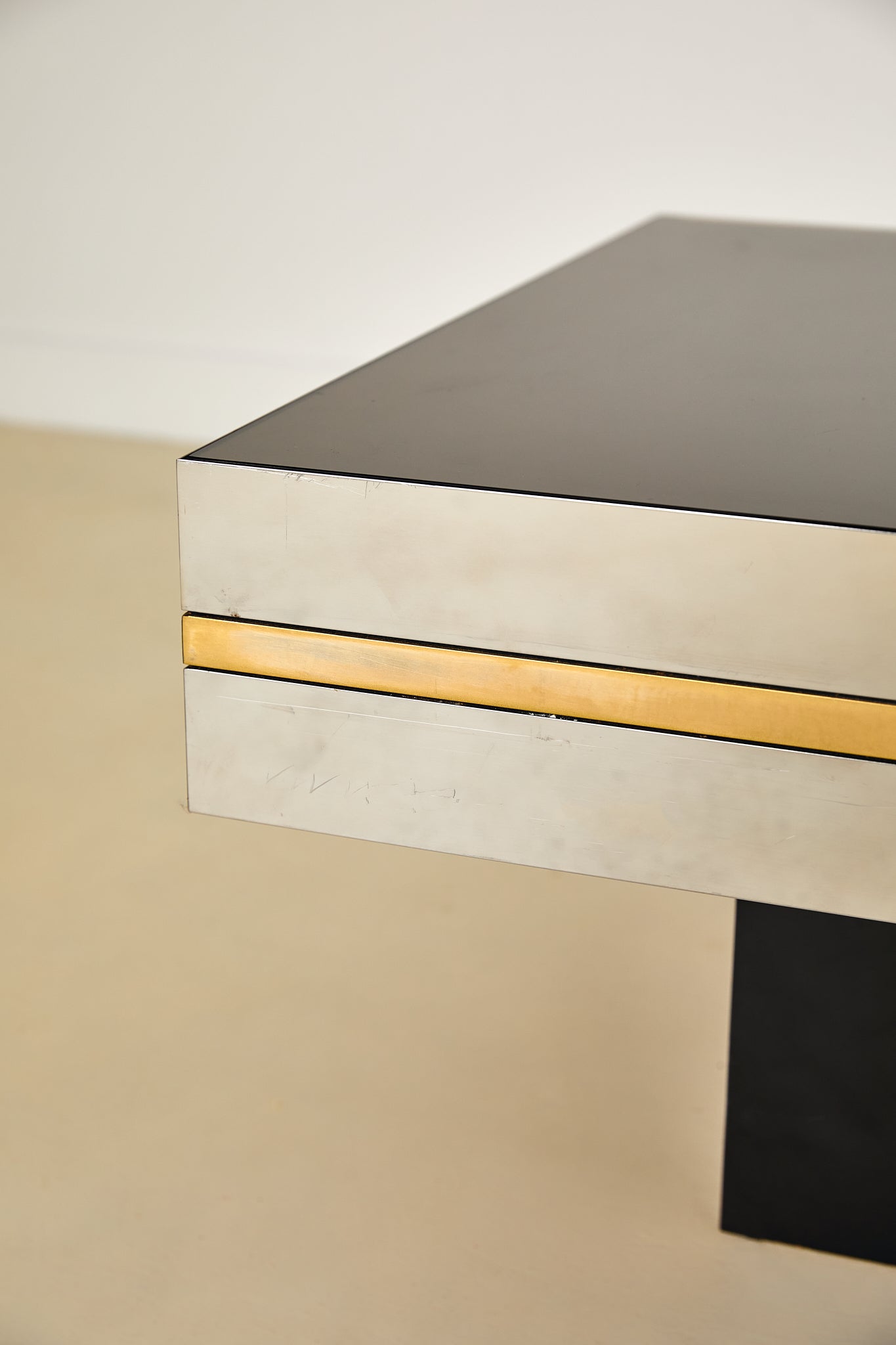 Willy Rizzo Style Chrome and Smoked Glass Lamp Table Pair