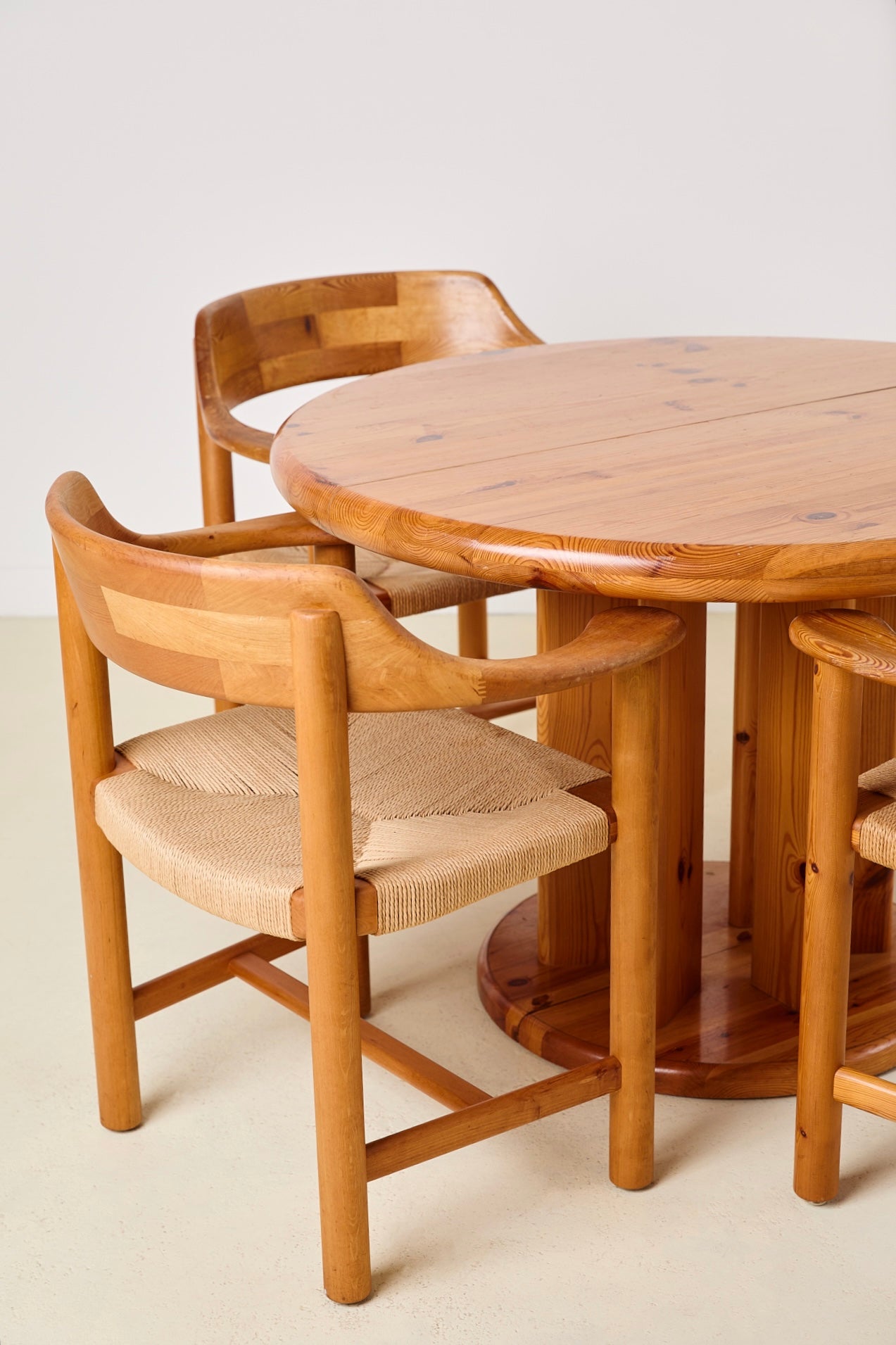 Set of 4 Rainer Daumiller Dining Chairs in Pine and Papercord, 1970s