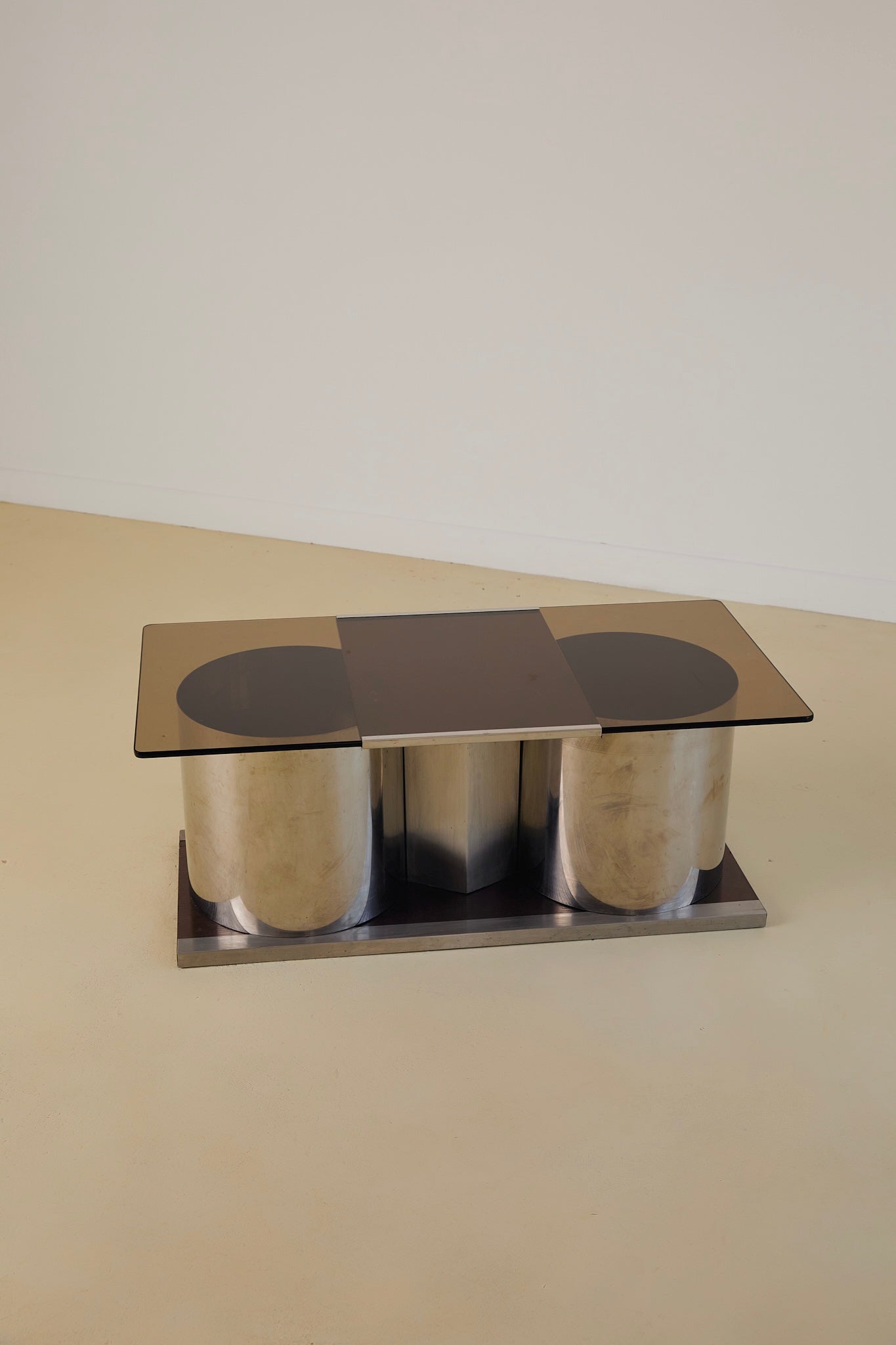 Chrome and Glass Coffee Table Forming Bar by Lodovico Acerbis