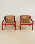 Cassina Carimate Armchair Pair Stained Red