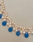 Vintage Cultured Pearl and Blue Glass Necklace