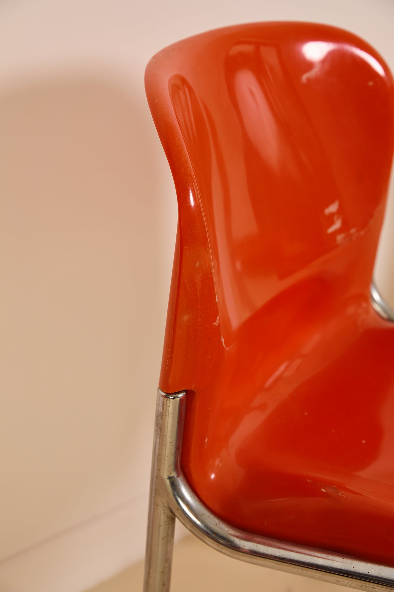 Set of x4 Orange Plastic Chairs