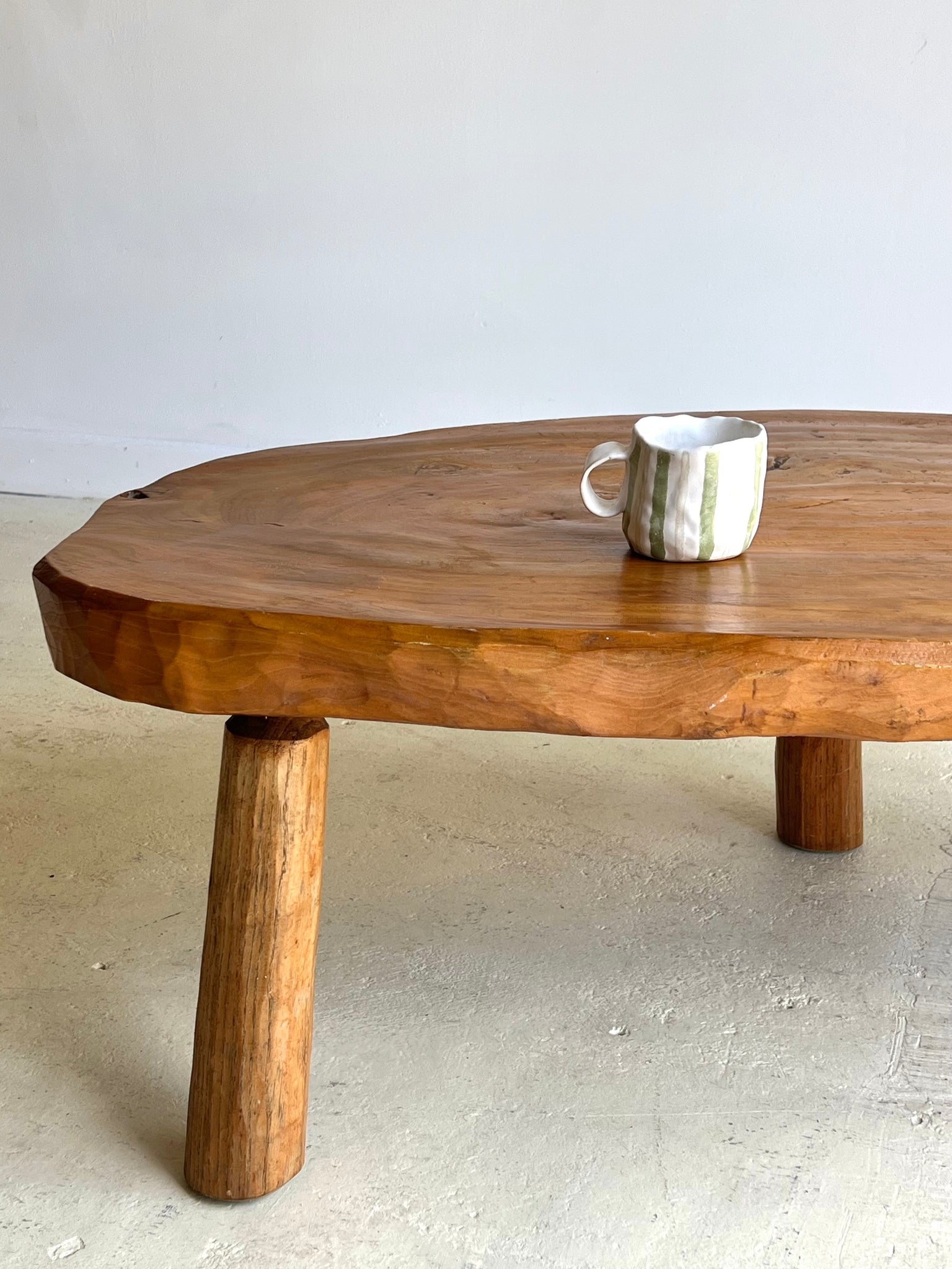 Solid Elm French Brutalist Coffee Table