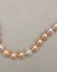 Vintage Pink Large Cultured Pearl Necklace With Silver Clasp