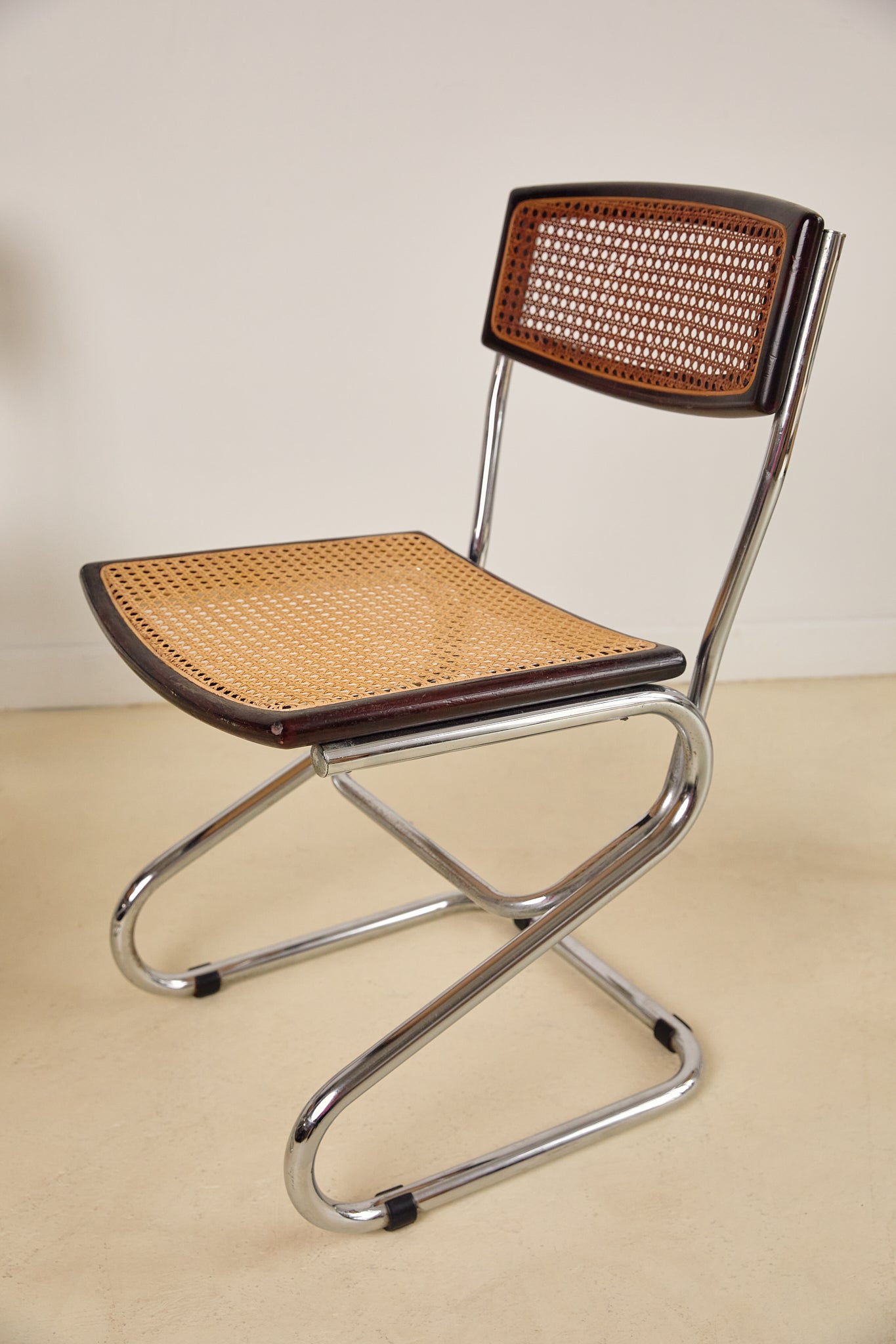 Chrome and Rattan Dining Chairs