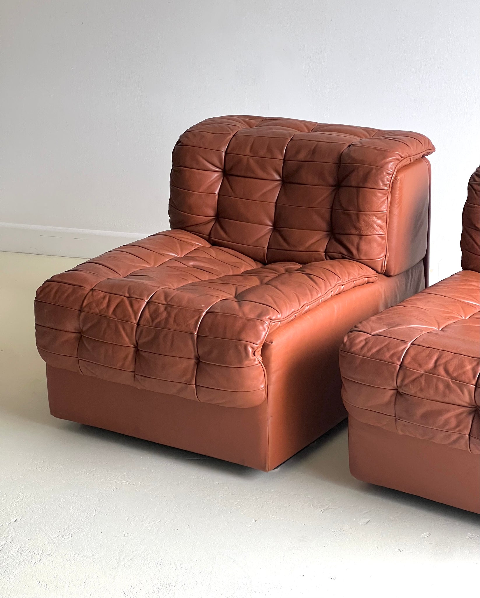 Pair of Patchwork Leather Lounge Chairs by DeSede 1970s