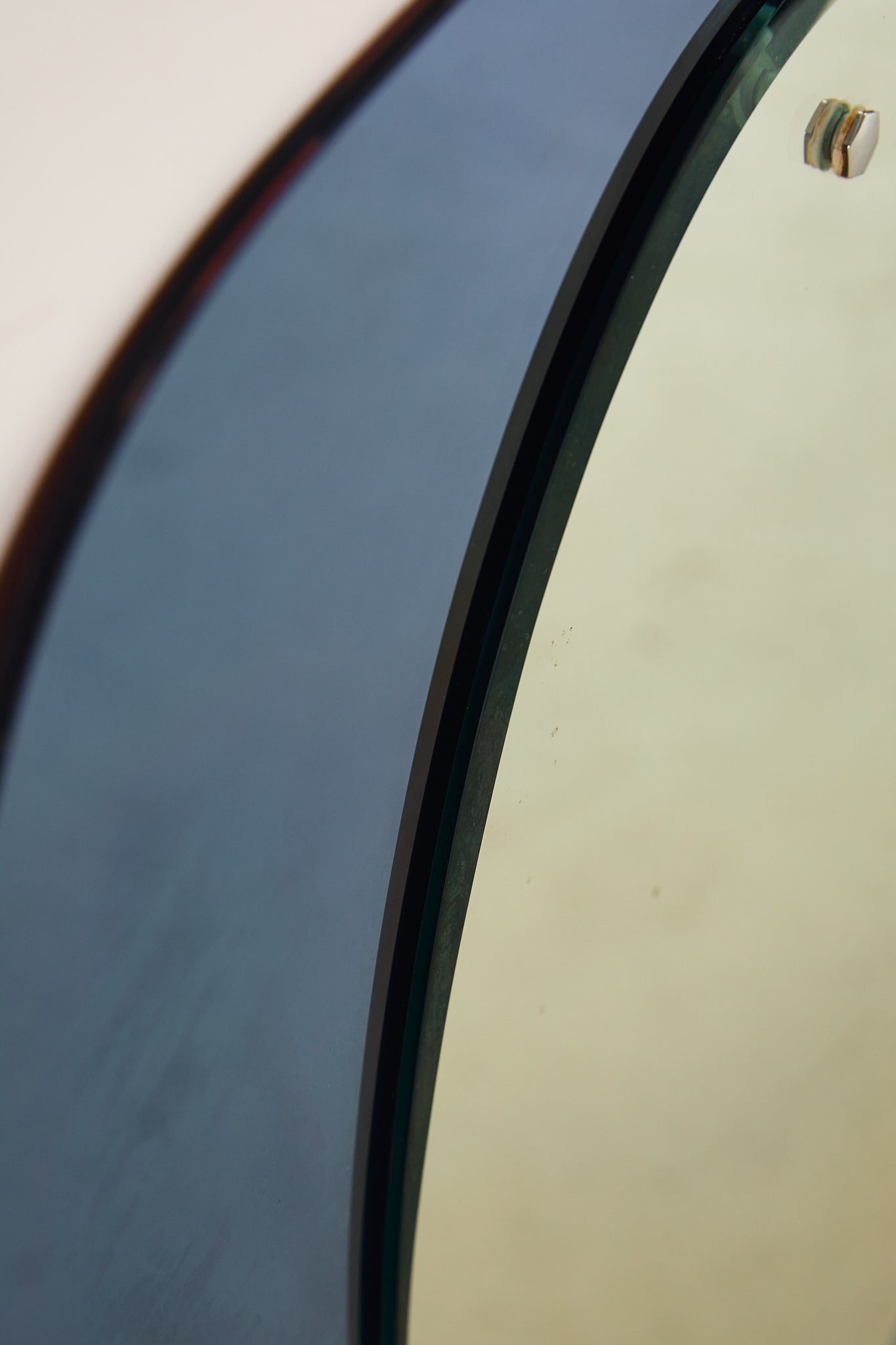Pair of Round Blue Glass Italian Mirrors