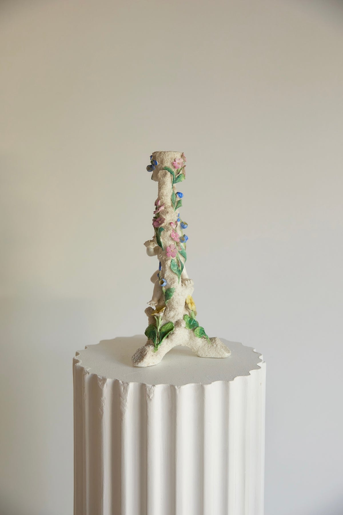 19th Century Porcelain Cherub Candleholder