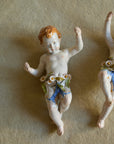 Vintage Italian Porcelain Wall Cherubs — Matching Pair