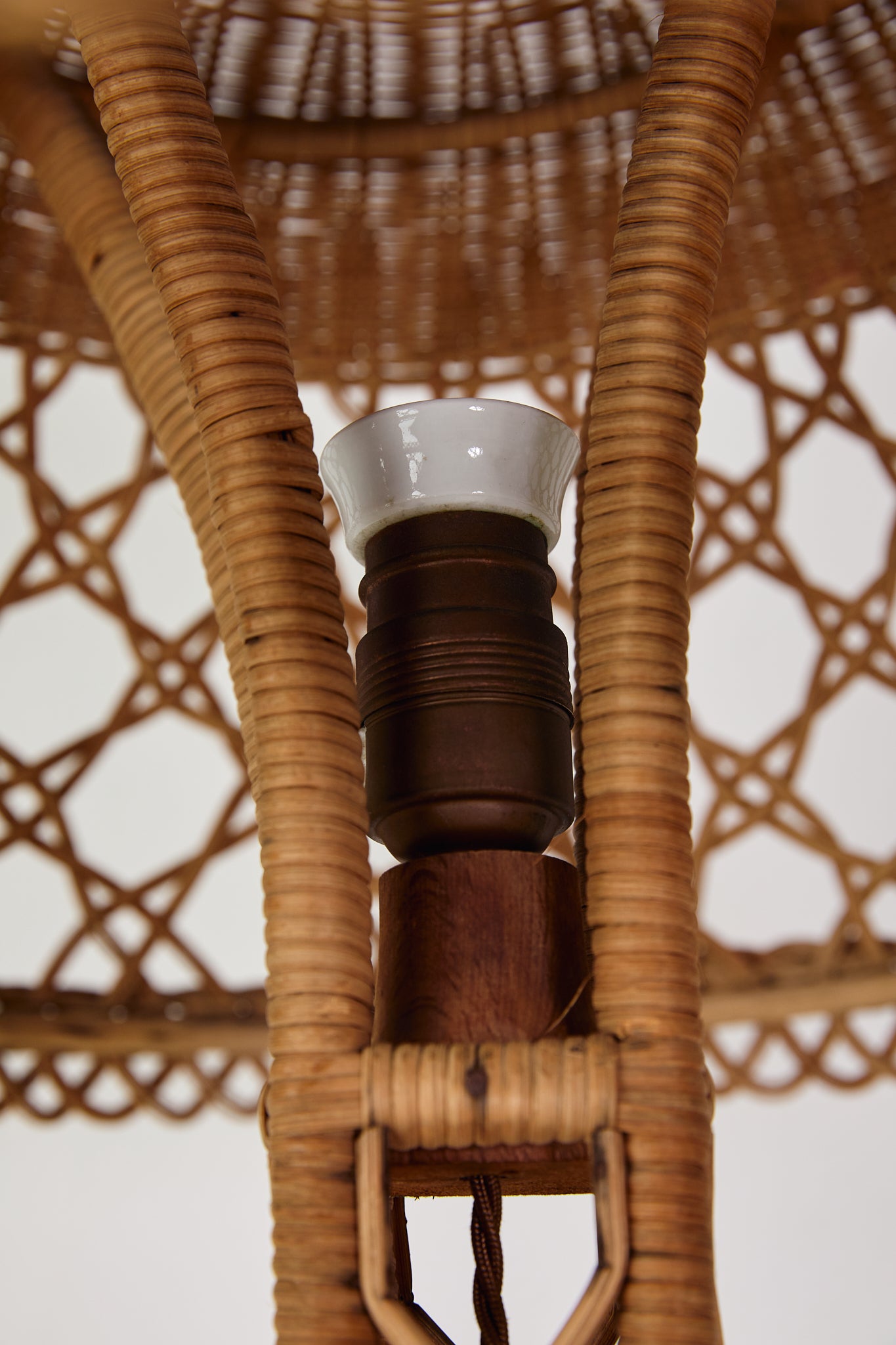 French Wicker Eiffel Tower Floor Lamp With Table