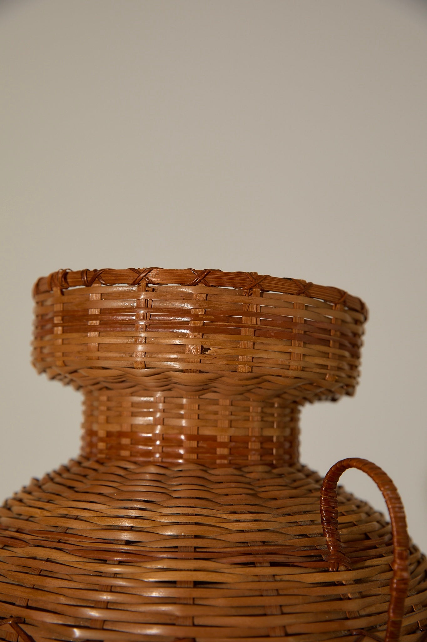 Vintage Mid-Century Woven Wicker Amphora Vase