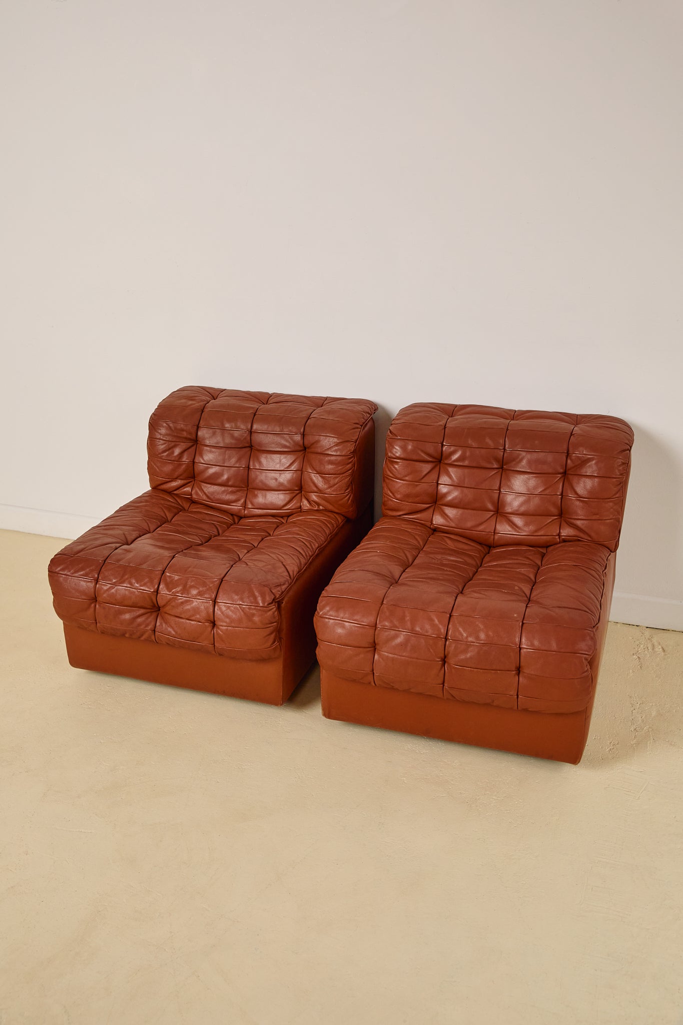 Patchwork Leather Lounge Chairs by DeSede 1970s