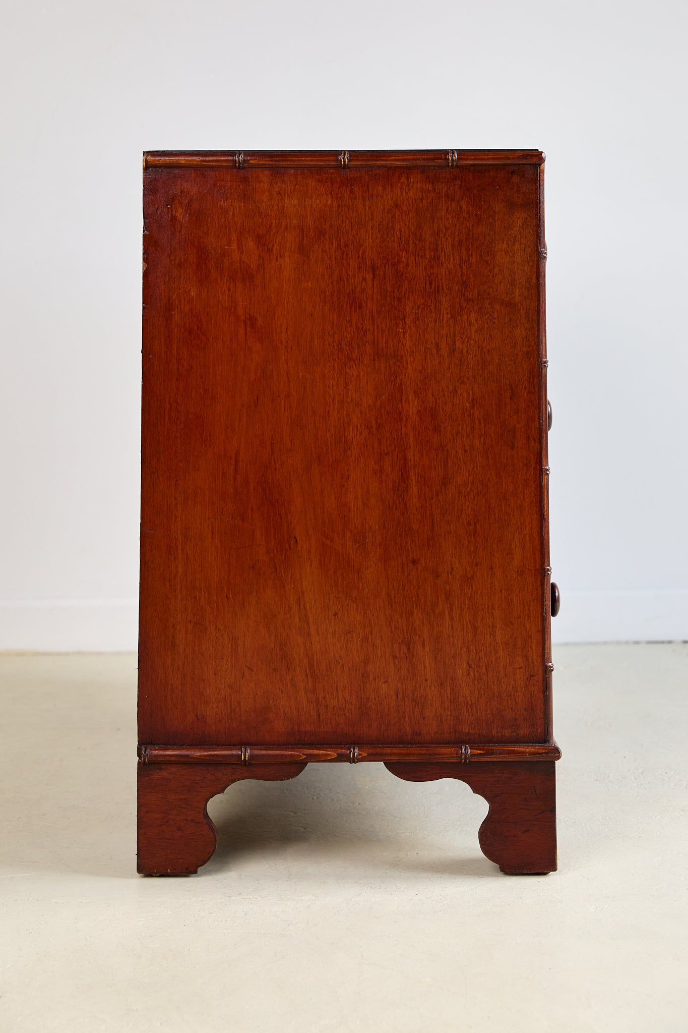 English 19th Century Chest Mahogany Chest With Faux Bamboo Trim