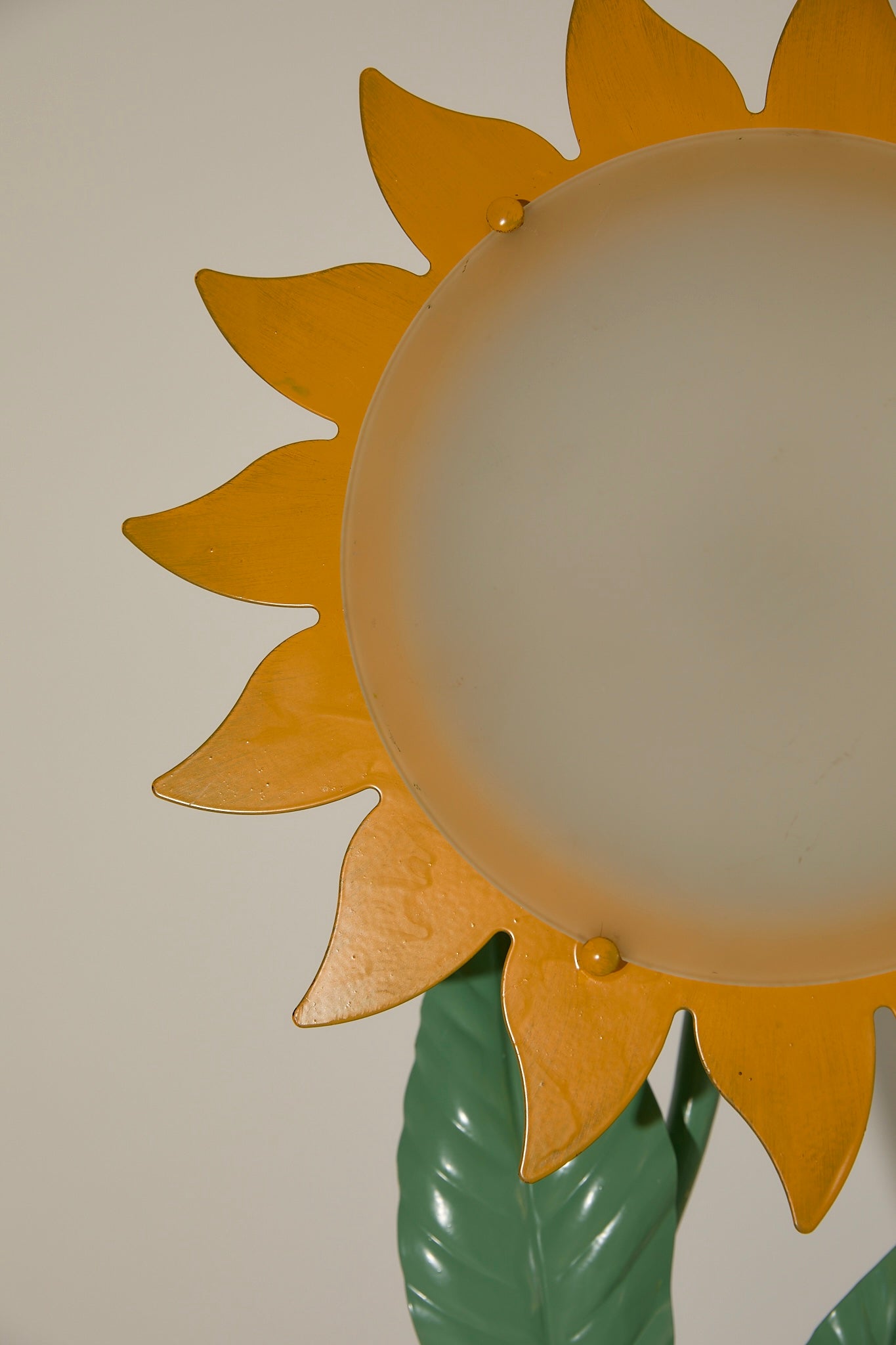 Vintage 1970s Italian Hand-Painted Metal Sunflower Table Lamp