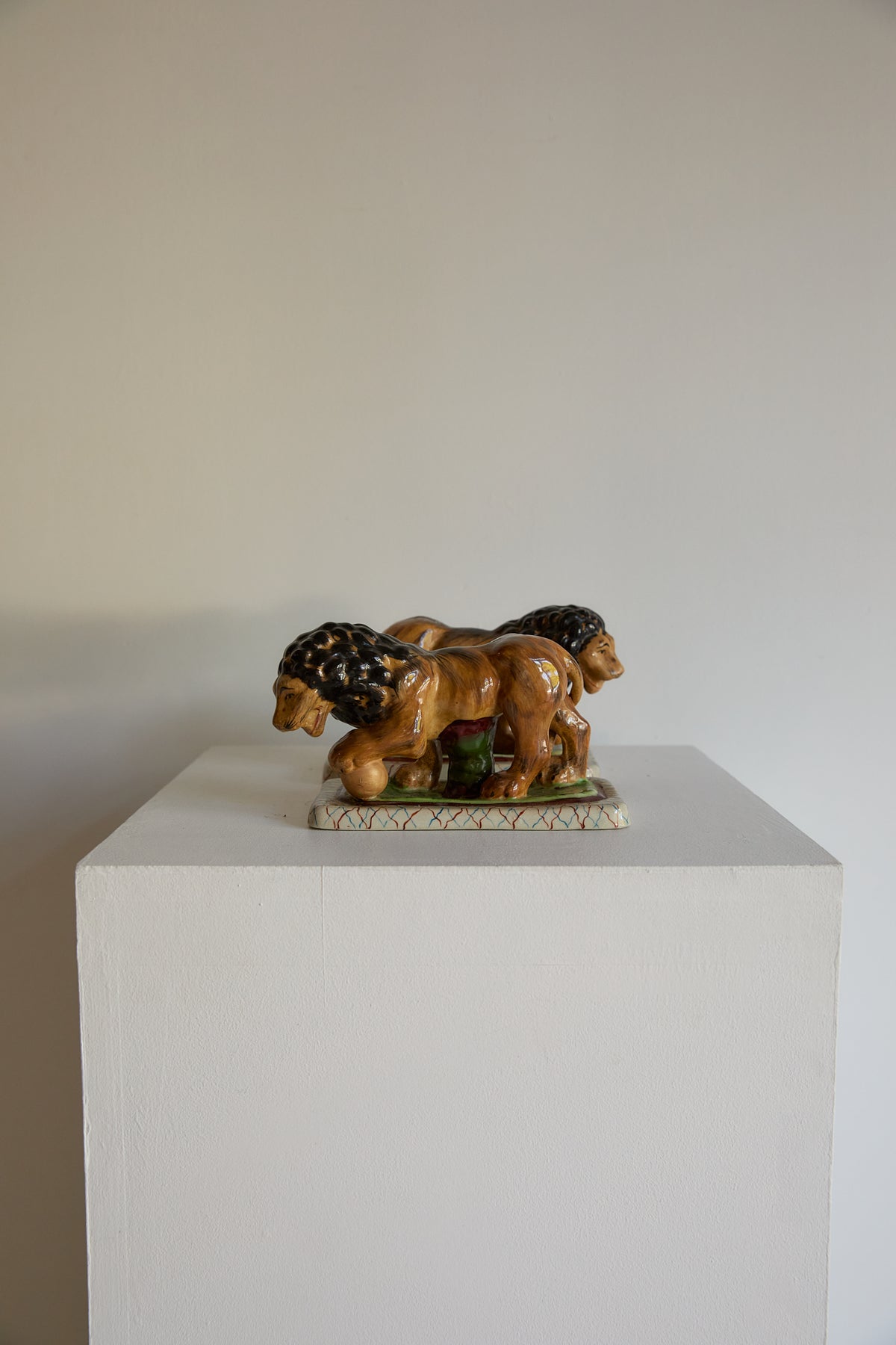 A Magnificent Pair of Vintage Medici-Style Pottery Lions