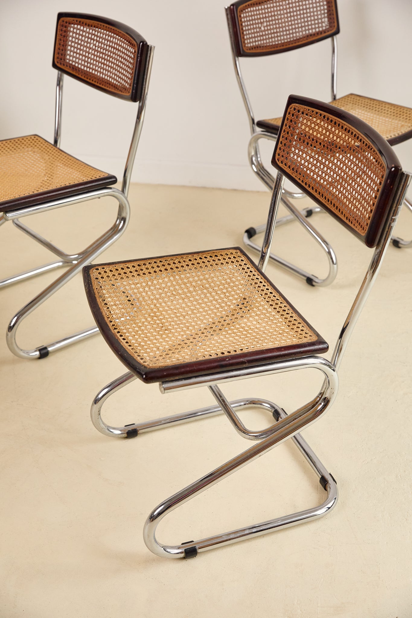 Chrome and Rattan Dining Chairs
