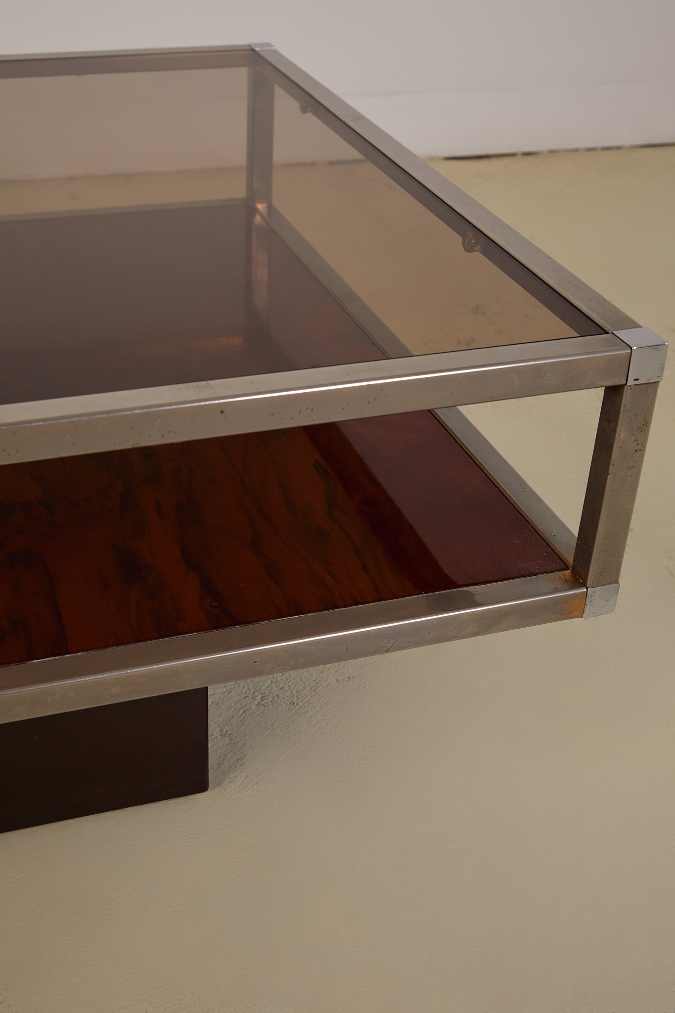 Burl and Chrome Coffee Table