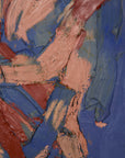 Original Georges Ferrato Abstract Impasto Oil Painting – Heavy Texture Blue & Pink and Red Composition