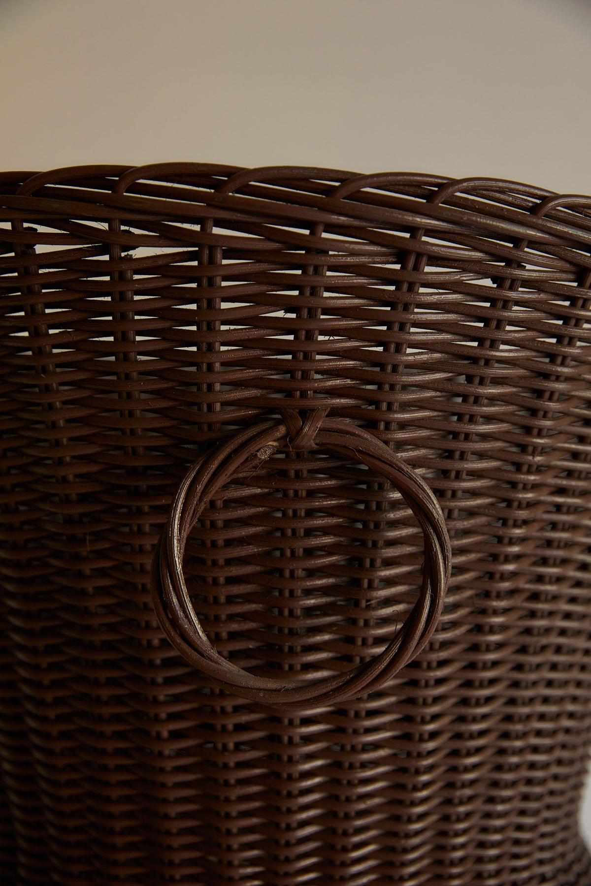 Vintage Woven Wicker Urn Vase with Handles