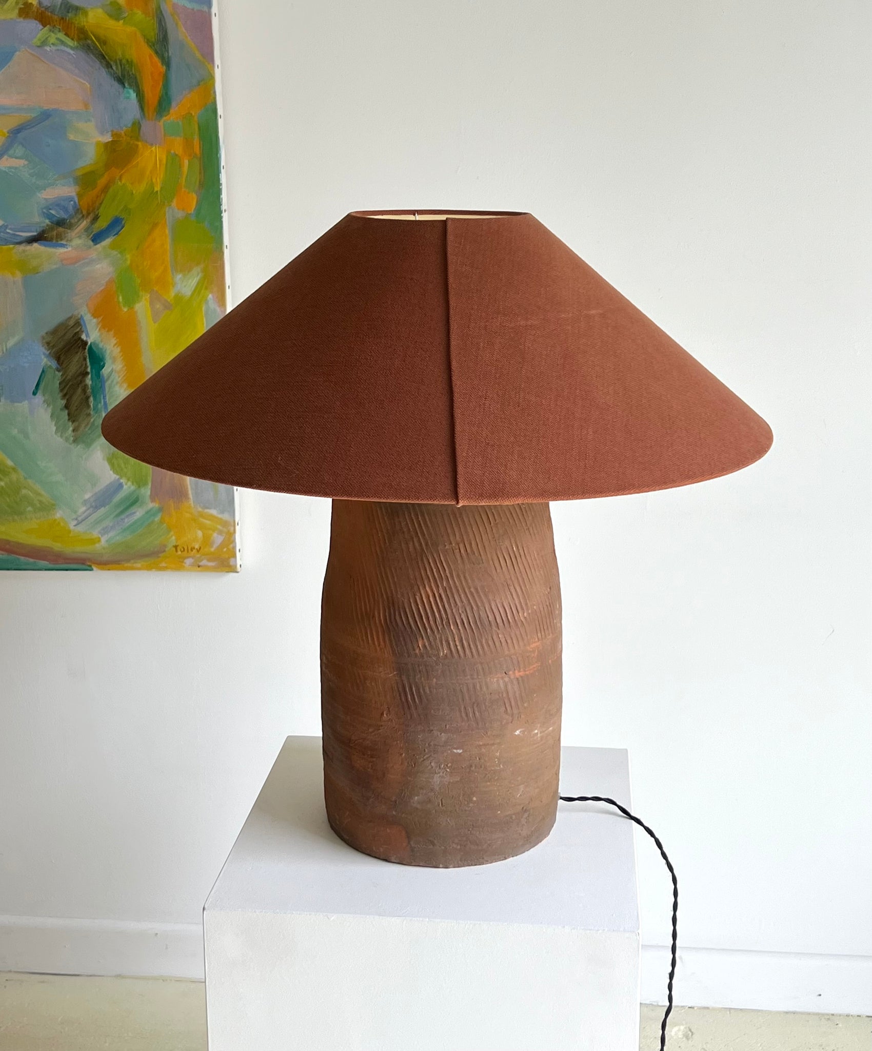 XL Terracotta 1980s Lamp