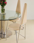 White Leather Geometric Dining Chairs By Rach Finazzi Set of x4